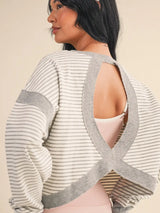 Shelby Open Back Sweatshirt - BarBelles Boutique