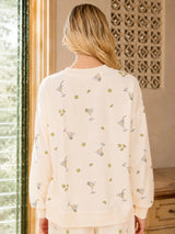 Martini Motif Crew Neck Long Sleeve Knit Top