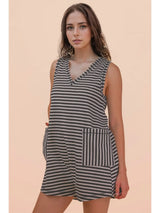 Casual Comfy Knit Stirpe Romper - BarBelles Boutique