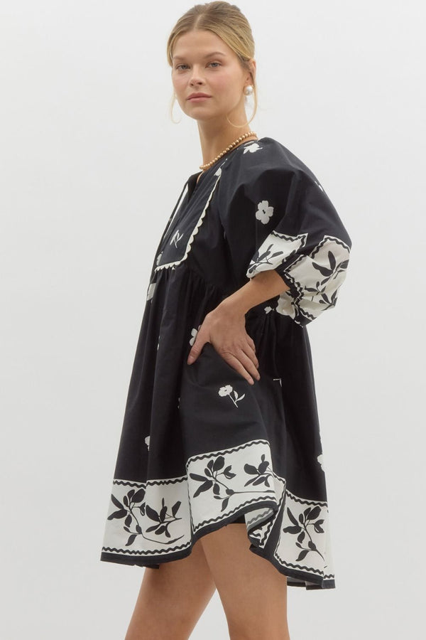 Floral Stencil Mini Dress