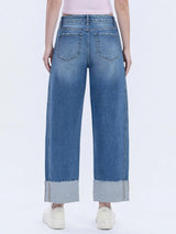 Emily High Rise Cuffed Barrel Leg Jean - BarBelles Boutique