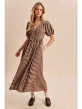 Darling days Striped Button Down Maxi Dress - BarBelles Boutique
