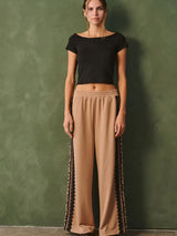Jade Lace Striped Leopard Pants - BarBelles Boutique