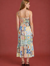 Positano Motif Spaghetti Strap Midi Dress - BarBelles Boutique